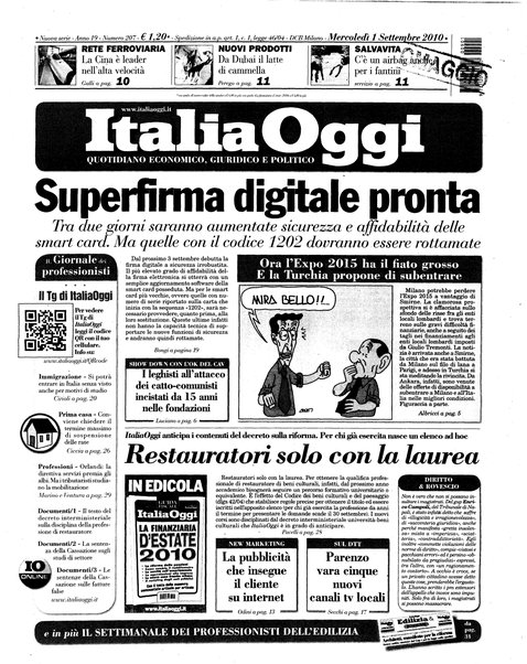 Italia oggi : quotidiano di economia finanza e politica